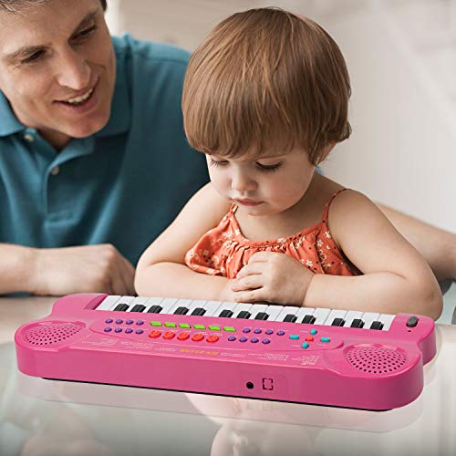 SAOCOOL Toddler Piano Kids Piano, 32 Keys Multifunction Electronic Kids Keyboard Piano Music piano keyboard for kids with Microphone (Pink)