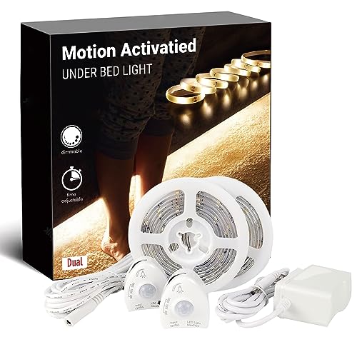 IllumiForce Under Bed LED Strip Light Kit, Motion Activated Night Light ...