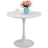 Amazon Com Round Dining Table 32 Mid Century Modern Tulip Coffee Table With Mdf Round Top And Pedestal Base For 2 Or 4 Person End Table Leisure Table Kitchen Table Office Table For Small Space In