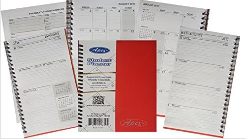 2017-2018 Year Agenda Calendar Spiral Organizer Monthly Appointment Student Academic Weekly At a Glance Dayminder Planner Book (Red)