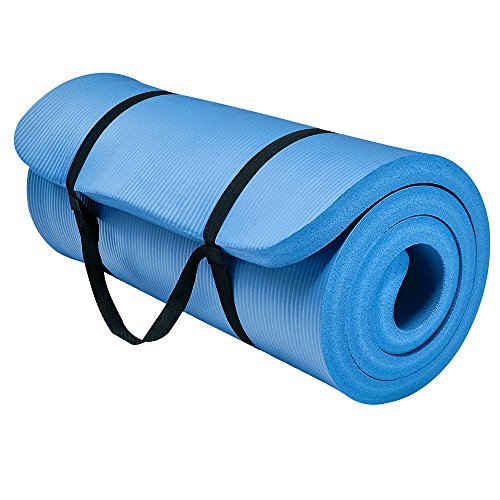 Easthills Fitness 71" x 24" Extra Thick 1 Inch Yoga and Exercise Mat with Elastic Strap for Gym, Workout, Physical Therapy, Pilates.