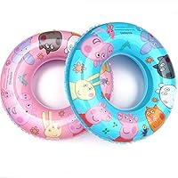 ETSP 2Pcs Rainbow Inflatable Swimming Ring Colorful Rainbow Beach Swim Tube 30" in Animals Pool Floats Cartoon Pig Pool Toys Inflatable Pool Float