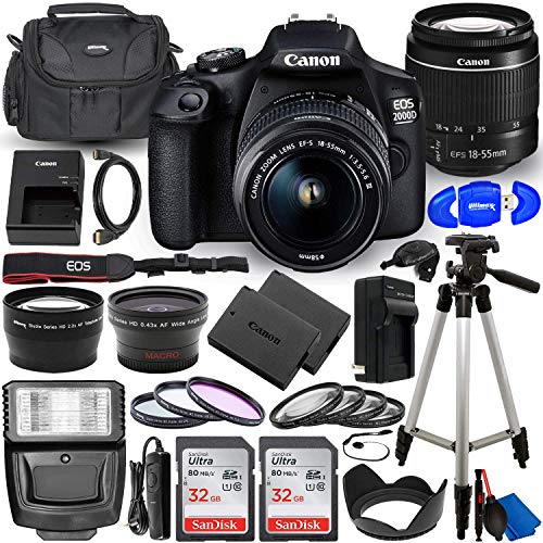 Canon EOS 2000D (Rebel T7) DSLR Camera with EFS 1855mm f/3.55.6 DC