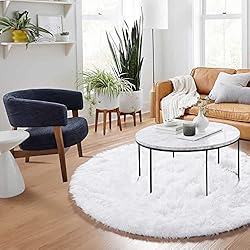 ONASAR Soft Round Area Rug for Bedroom, 6 ft White
