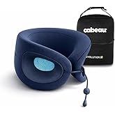 Cabeau Evolution X Deluxe - Best Travel Neck Pillow with Travel Bag (Dark Blue/Light Blue)