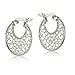 Hoops & Loops 925 Sterling Silver Flat Round Shape Floral 21mm Medallion Filigree Flower Design Earrings for Women Teen Girls, Silver