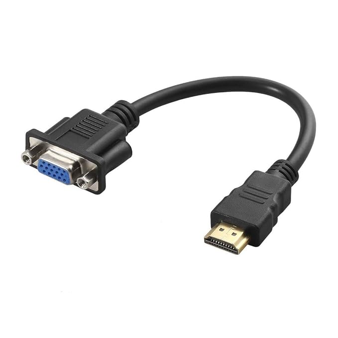 Negro Durable Ligero HDMI Macho a VGA DSub 15 Pines Cable convertidor