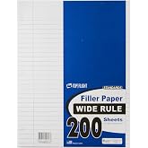 Top Flight Filler Paper, 8.5 x 11 Inches, Wide Rule, 200 Sheets (12803) White