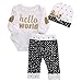 Newborn Baby Girl Boy Top Romper+Pants Leggings Hat Outfits Set (12-18 Months, White&Black)