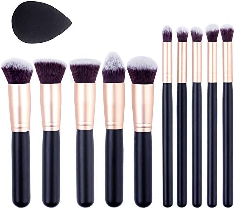 BAWYU Makeup Brush Set Premium Makeup Brush Set Eyeliner Face Powder Lip Brush Synthetic Makeup Brush With Makeup Blander(10pcs, Golden Black,Pink,White)