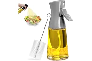 Milukon Oil Sprayer for Cooking, 180ml Glass Olive Oil Sprayer Bottle with Brush, Thick Glass, Large Range, Strong Spray Force, Kitchen Gadgets Accessories for Air Fryer (Grey)