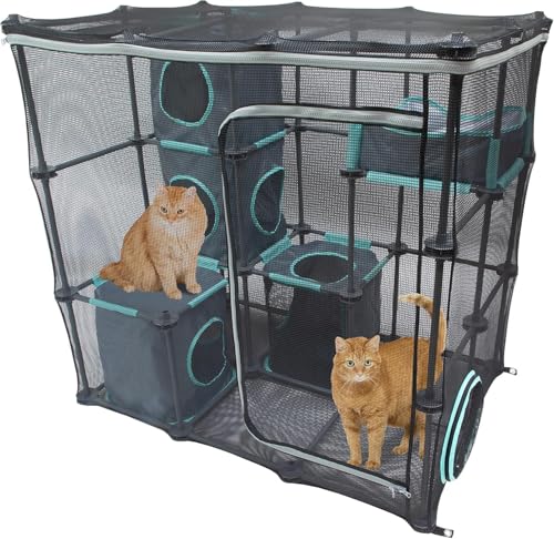 Kitty City Outdoor Catio Furniture & Play Kits for Cats - Outdoor Mega Kit, Exterior Cat Enclosure & Playpen, Catio for Enclosed Outside or Indoor Exploring, Kitten Exercise Pen or Kennel, Kitty Tent
