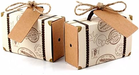 10pcs Wedding Favor Chocolate Boxes Vintage Mini Suitcase Candy Box Sweet Bags for Wedding Favors and Gifts Decoration