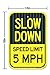 Slow Down Sign, Speed Limit 5 MPH Sign, 12x18 Inches, 3M EGP Reflective .063 Aluminum, Fade Resistant, Made in USA