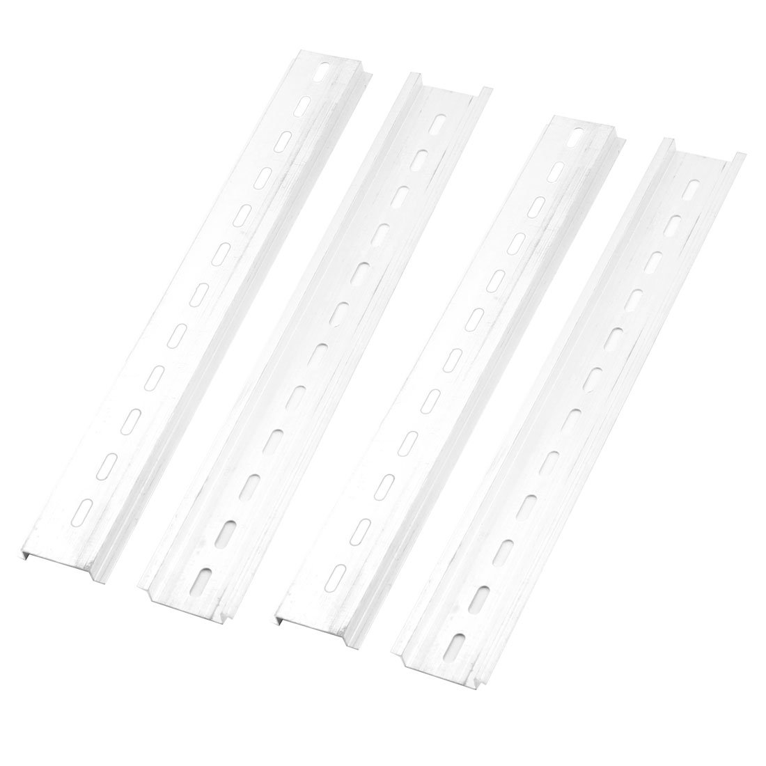 sourcing map 35mm Width Slotted Design Aluminum DIN Rail 250mm (4 Piece)