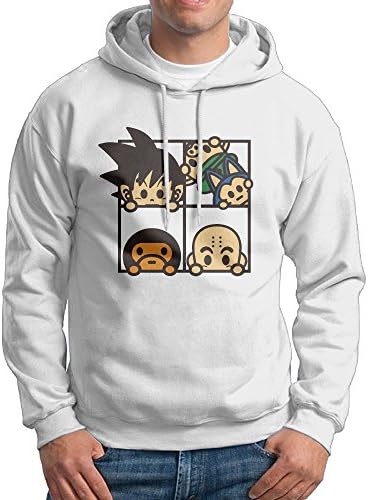 BAPE X Dragon Ball Goku Krillin Mens Cotton Hooded Sweatshirt White
