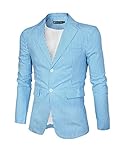 Allegra K Men Notched Lapel Slim Fit Stripes Blazer