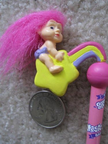 Pazzazzles Magic Trolls Lucky Troll Spinner Top Pencil....... Rainbow Riding Troll Has Pink Hair