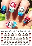 Great White Shark Set #1 - WaterSlide Nail Art Decals - Salon Quality! Celebrate Shark Week!