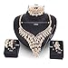 EVERRICH Crystals Bridal Flower Circle Tear Drop Rose Gold Plated Earring Necklace Wedding Engagement Jewelry Sets,4 Pairs