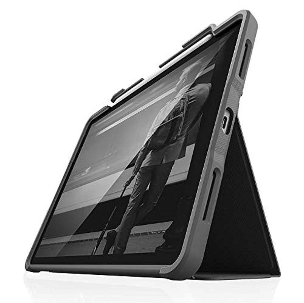 STM Bags Dux Plus Case Folio Protective Case for Apple iPad Air 10.9 Inch (2020) - Black/Transparent [Apple Pencil Holder I Military Standard I Water-Repellent I Stand Function I Wake/Sleep]