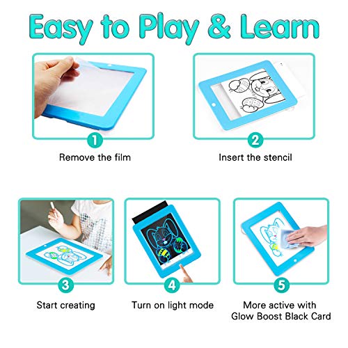 Obuby Light Up Drawing Board Educational Learning Drawing Kids Toys Gifts for 3 4 5 6 7+ Ages