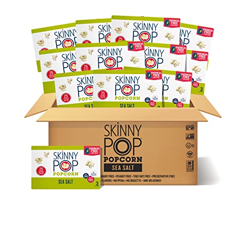 SkinnyPop Sea Salt Microwave Popcorn Bags, Healthy Snacks Microwavable
