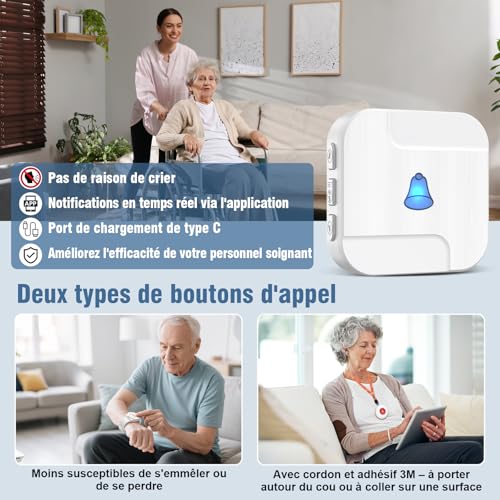 ChunHee Seniors Alarm Device - Disability and Mobility Friendly System - Alarm Bracelet for Home Use (1 Receiver + 1 Watch + 2 Transmitter)