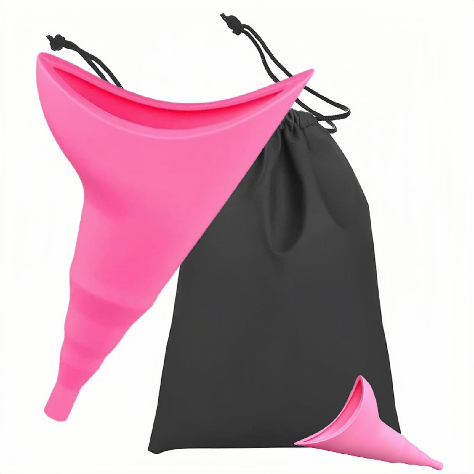 Female Urinal Portable No Overflow No Leak Reusable Pee Funnel – Sturdy & Bigger for More Comfort - Female Urination Device for Women Stand to Pee & Carabiner for Camping, Hiking & Travel (Pink)