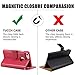TUCCH iPhone 7 Case, Leather Wallet Phone Case [Card Slot] [Flip] [Wallet] [Stand] [Wrist Strap] Carry-All Case Compatible with iPhone 7 (4.7 Inch), Red
