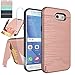 NiuBox Samsung Galaxy J3 Emerge,J3 Eclipse,J3 Mission,J3 Luna Pro,Amp 2,Express 2,Sol 2 Case with Protector, [Card Slot Wallet Kickstand] Protective Phone Case for J3 2017-Rose Gold