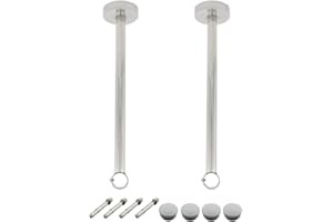 2 Pack Ceiling Mount Bracket, Stainless Steel Wardrobe Pipe Bracket Rod Holder Ceiling Holder, ULIFESTAR Shower Curtain Closet Wardrobe Rod Lever Support Holder Pipe Flange Socket (D*H)26*500mm/1*20''