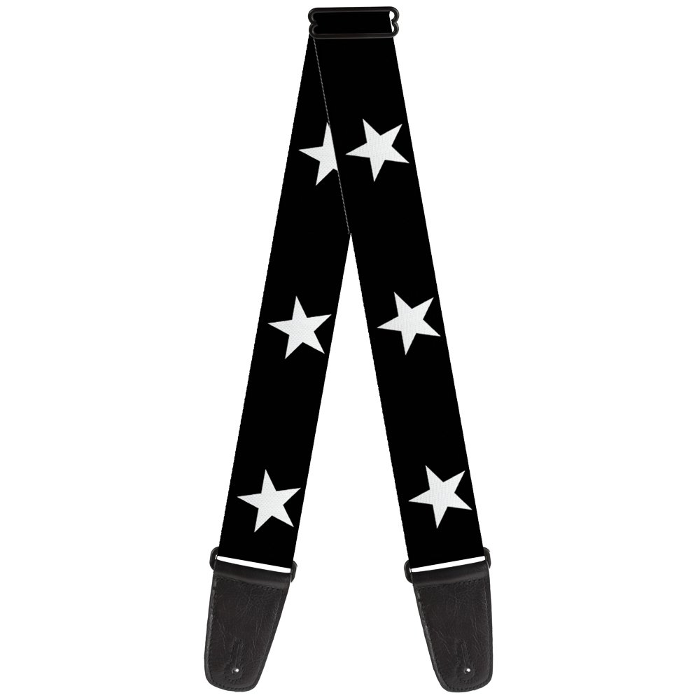 Buckle-Down GS-W21909 Guitar Strap Star Black White, 2" Wide - 29-54" Length