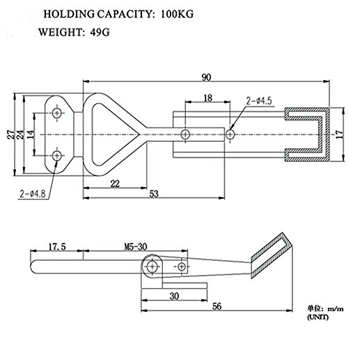 image for E-TING 4PCS 150Kg 330Lbs Triangle Shaped Lever Latch Capacity Pull Act