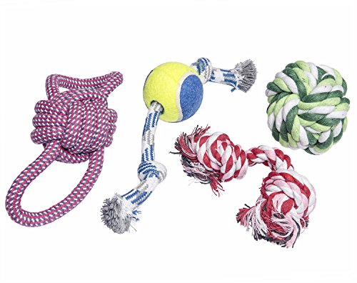 Rope dog toys - set of 4 different toys for small dogs …