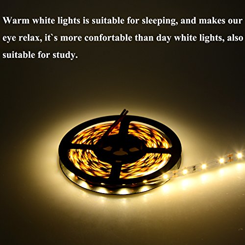 Flexible LED Strip Lights, 16.4ft 5M String Light, 12V Tape Lights, SMD 300LEDS 2835 LED Ribbon, Warm White, Non Waterproof, Under Cabinet Children's Rooms Hallway Staircase Corridor Collectable