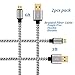 WITPRO Micro USB Cable (6feet 3feet) Braided Nylon Fast Charging Charger Cord for Samsung Galaxy S7/S6 Edge, Tablet, LG, HTC, BLU, Android Devices More (Pack-2) -Silver