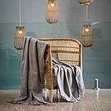 Large Soft Throw Blanket for Sofa, Couch or Bed, "MELODY PLAIN", Approx 60x80, Decorative, Warm & Cozy, (Cobblestone) / HAVEN & EARTH