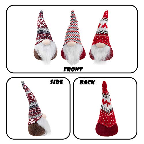 GMOEGEFT Handmade Swedish Christmas Gnome Plush, Scandinavian Santa Tomte, Christmas Elf Decoration Holiday Ornaments, 12 Inches, Set of 3 (A)
