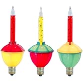 Novelty Lights Replacement Bubble Lights 3 Pack, Vintage Christmas Bulbs | Traditional Red &amp; Yellow Liquid with Multicolor Bases, Glass Holiday Bulbs with Flowing Liquid, 5 Watts Each, C7 E12 Base