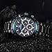 Stainless Steel Strap Mens Watch Chronograph Date Quartz Sport Watch Black/Blue