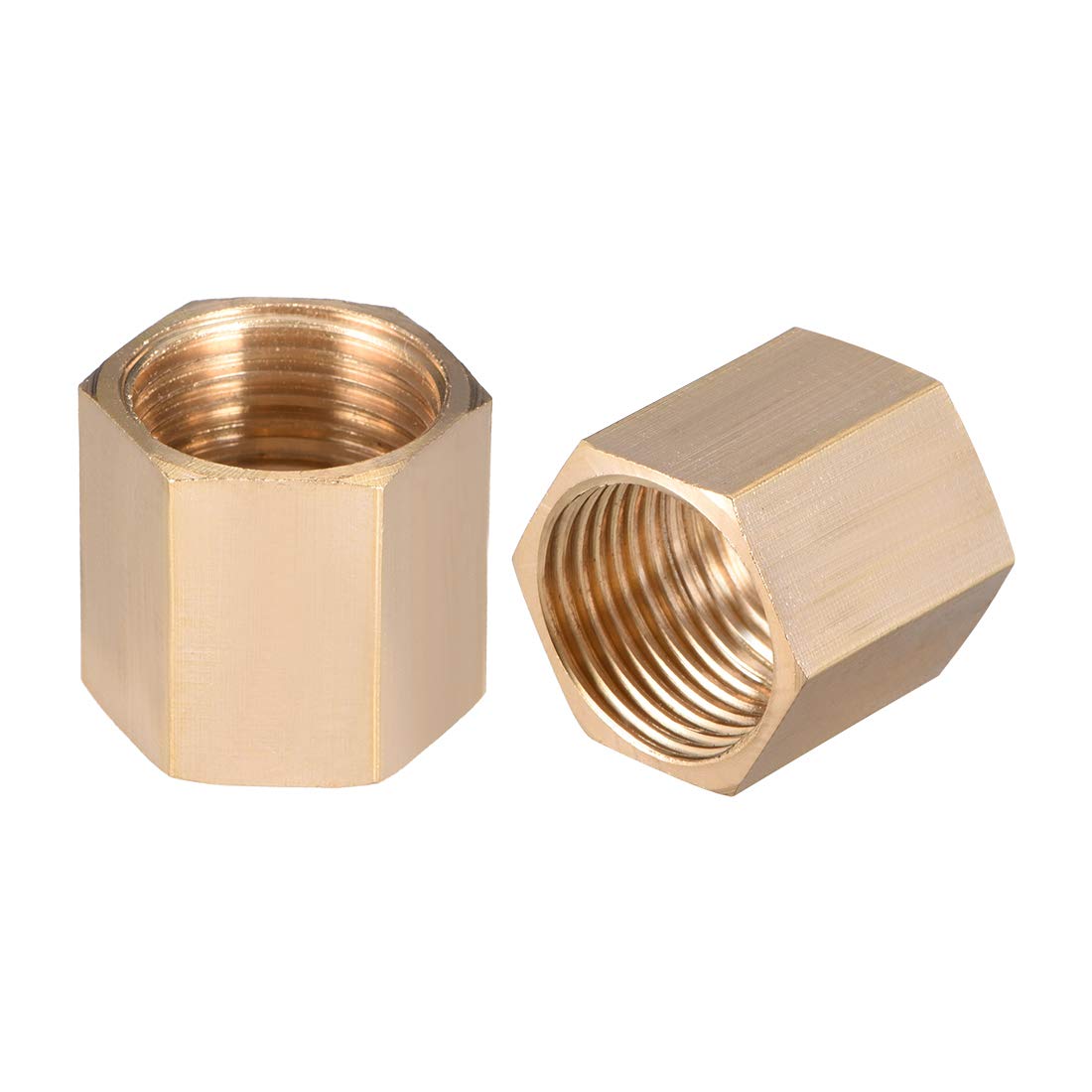 sourcing map Brass Hex Rod Pipe Fitting G 1/2 Female Thread Straight Coupling 2pcs
