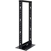 NavePoint 25U 2 Post Open Frame Server Rack for 19 Inch Equipment, AV, Networking, Data &amp; IT Devices, 2-Post Rack 25U 881lbs Weight Capacity, Black