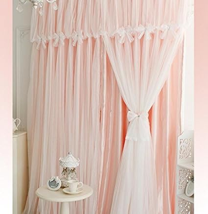 Amazon Com Yousa Fashion Girls Lace Ruffle Blackout Curtain Set