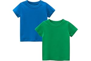 AMMENGBEI Toddler Boys Cotton T-Shirts,Baby Summer Short Sleeve Solid Crewneck Tees