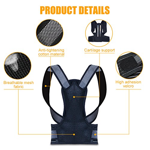 Slimerence Posture Corrector, Scoliosis Humpback Correction Belt, Adjustable Comfort Invisible Belt, Back Humpback Kyphosis, for Man Woman Adult Students Children Black S(12-29")