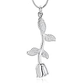 Rose Flower Cremation Jewelry Urn Necklaces for Ashes, Cremation Ash Jewelry Memorial Pendants for Human Pets Ashes