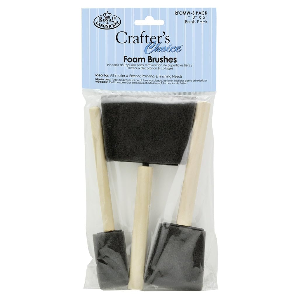 Royal & Langnickel Foam Brush Set Pack of 3 Assorted Sized Brushes