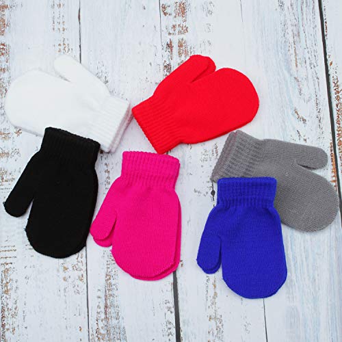 Coobey 6 Pairs Toddler Magic Stretch Mittens Winter Unisex Baby Knitted Gloves Mittens (Mixed Color F, 2-4 Years)