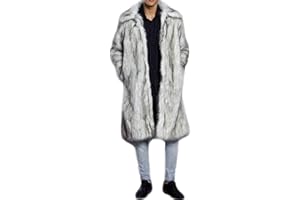 Colf Men's Fluffy Long Sleeve Faux Fur Coat Jacket Lapel Outwear Winter Parka Overcoat